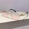 Punk Rimless Vintage Square Sunglasses Women For Men Luxury Brand Designer Sun Glasses Popular Outdoor Metal Leopard Eyeglasses