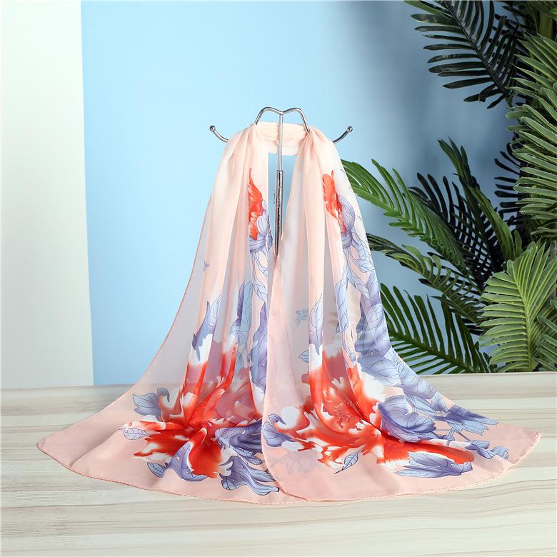 Sciarpa di Seta Chiffon Primavera & Estate: Scialle da donna leggero, stampato e versatile con protezione solare