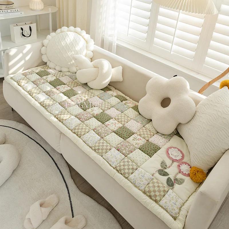 Korean Pure Cotton Sofa Cover for Living Room Embroidery Sofas Towel Non Slip Couch Covers L Shaped Corner Sofa Mat Seat Pad