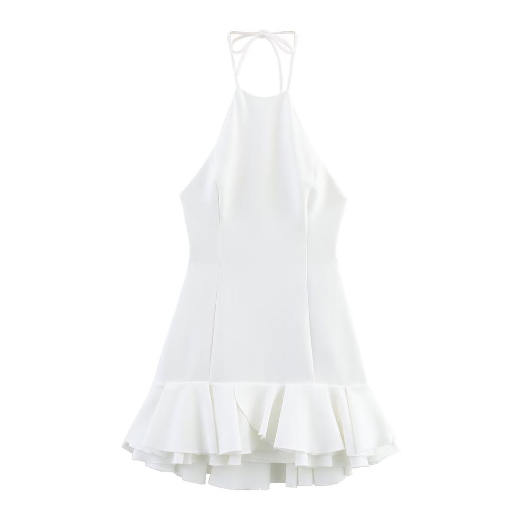 Wholesale European and American Style New Women's Clothing Suspender Neck Halter Stack Mini Dress Short Skirt
