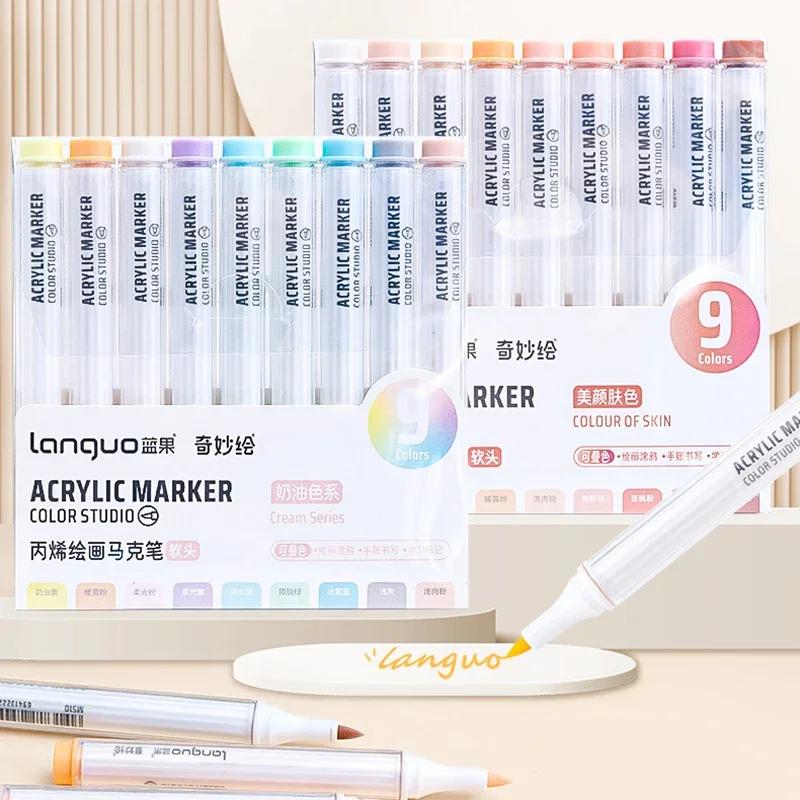 Acrylic Paint Marker Set Languo 144 Colors Art Markers Painting Drawing Pen Graffiti for Stone Disc Card Shoe Glass Art Supplies