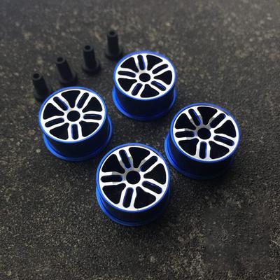 Mini 4WD Aluminum Wheels Set of 4 (Wheel Diameter 20.5mm) Twin Spoke (Dark Blue)