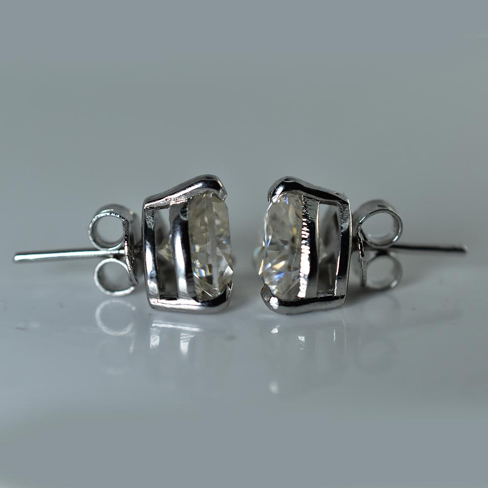 CERTIFIED 925 Starling Silver 14.7 Ct Synthetic Moissanite Heart Earring Pair MY.ER-20-NS