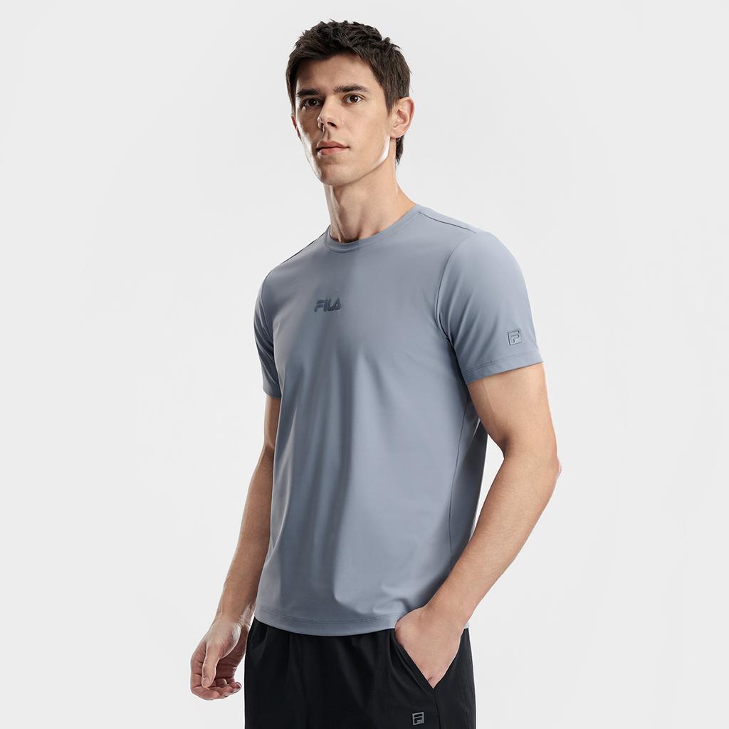 Fila Fitness Fashion Simple Sports Training Comfortable Knitted Short Sleeve T-Shirt Men Tops Iron-Blue A51M621102FDB