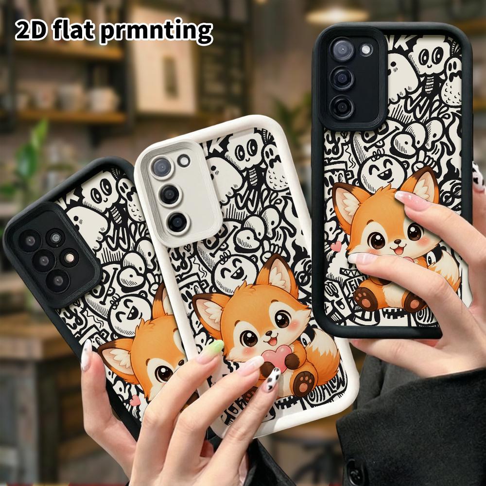 Phone Case: 2D Flat Samsung Galaxy A34 A35 M05 M06 S20 S22 S21 FE Plus 5G Protective Case, Little Fox, Christmas and Halloween Gift