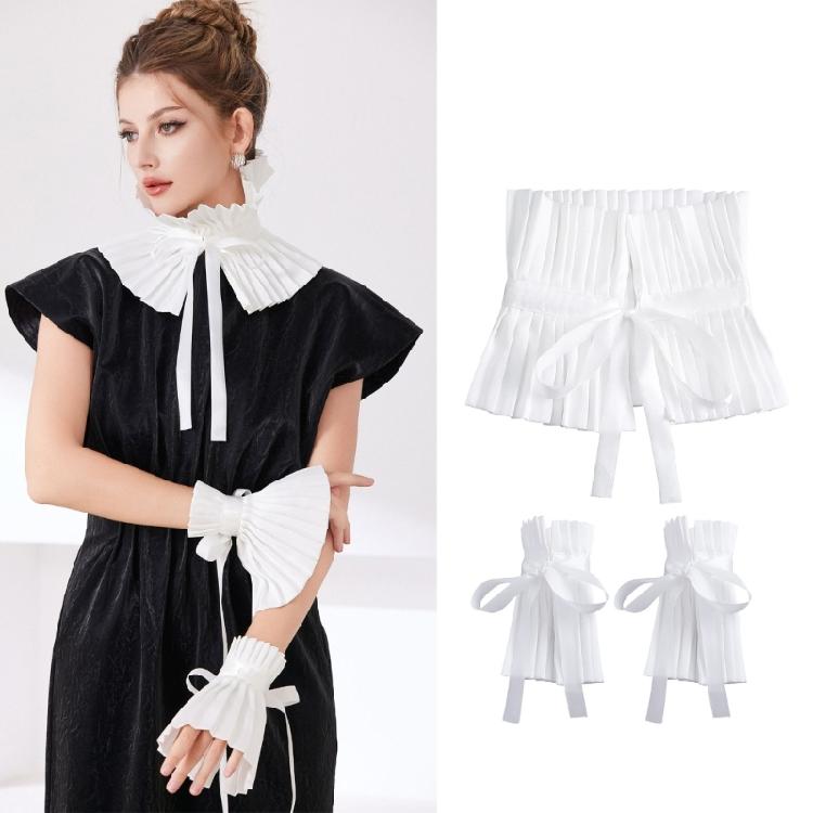 Fashion Spread Lapel Detachable Layered Gothic Collar European Design For Dresses Blouses Effortless Tie