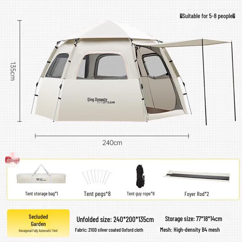 Series Clear Hexagonal Automatic Pop-up Camping Tent