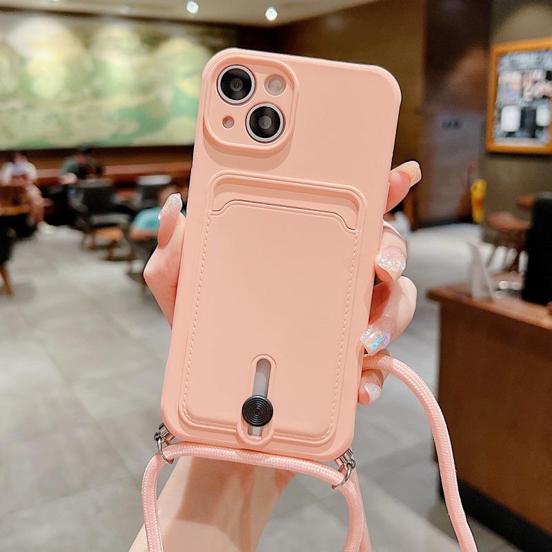 Card Bag Diagonal Span Lanyard Iphone11promax Apple 11Pro Samsung/Xiaomi Card Mobile Phone Case