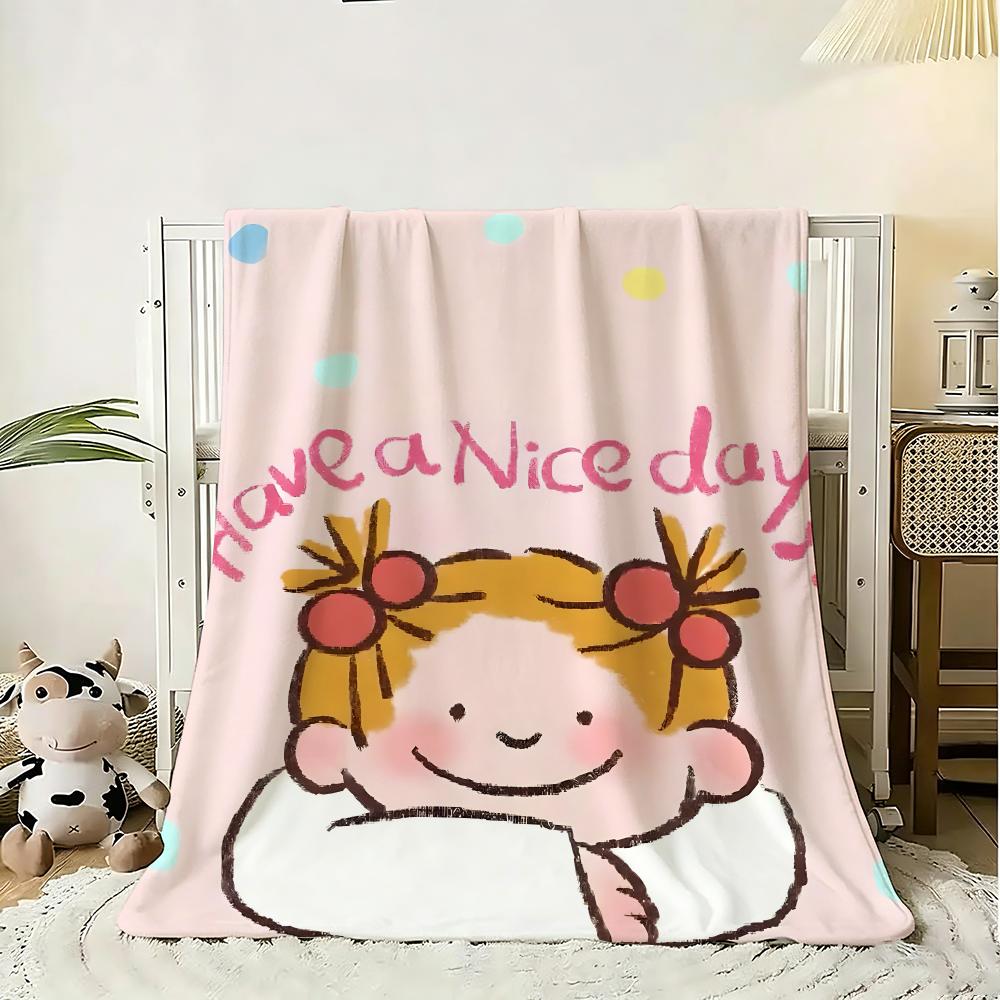 cute cartoon funny girl art c-cocos chan Throw 240g Flannel Blanket Lightweight Soft Skin-friendly Summer Thin Throw Blanket