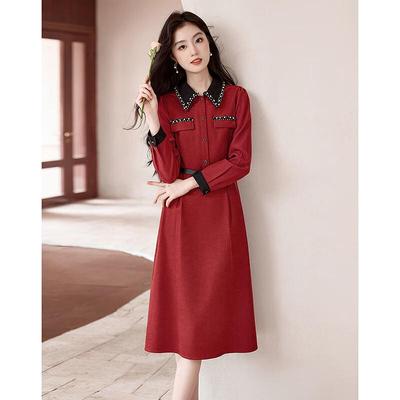Elegant Colorblock Long Sleeve Midi Dress
