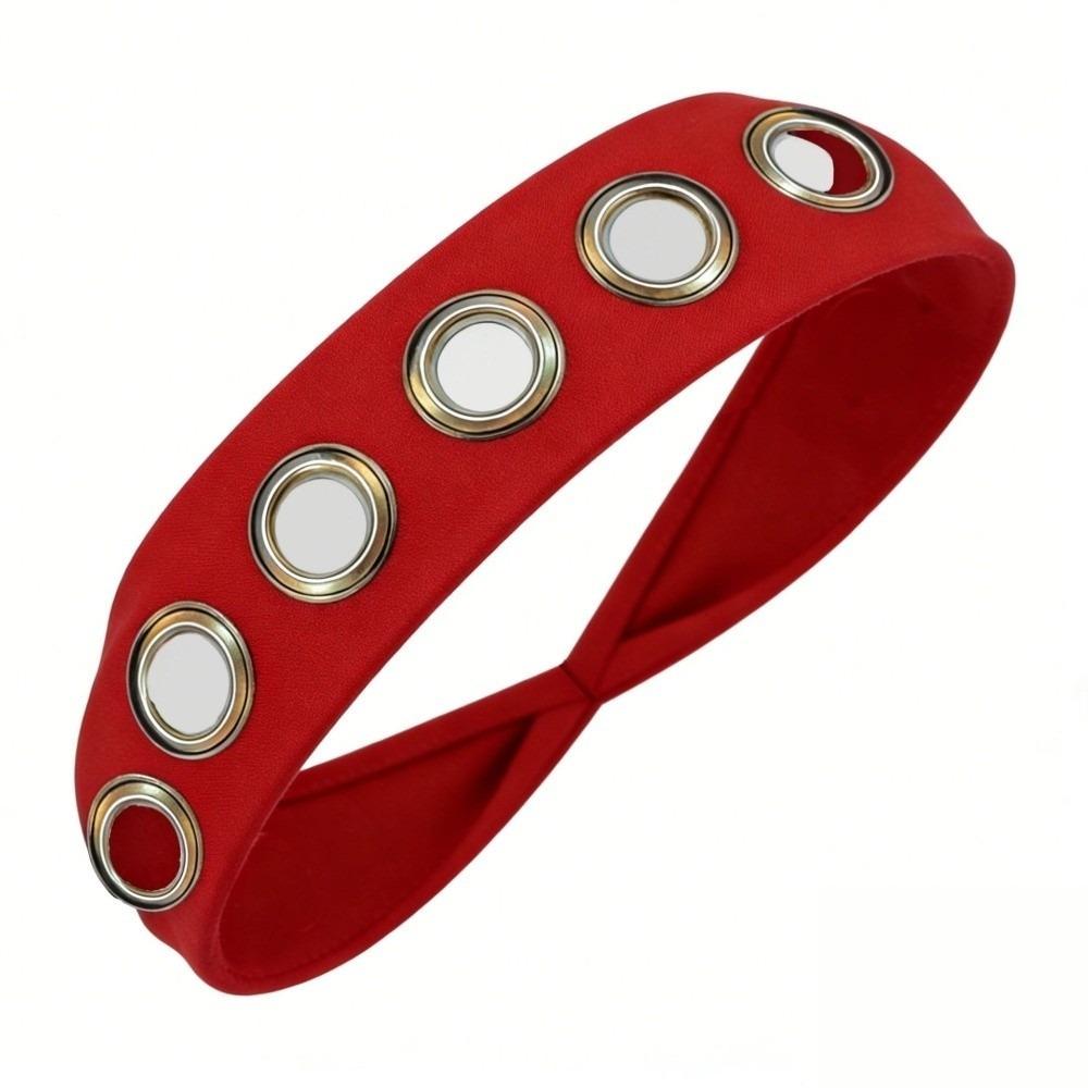 Solid Color Hollow Metal Headband Grommet Yoga Elastic Hair Band Women