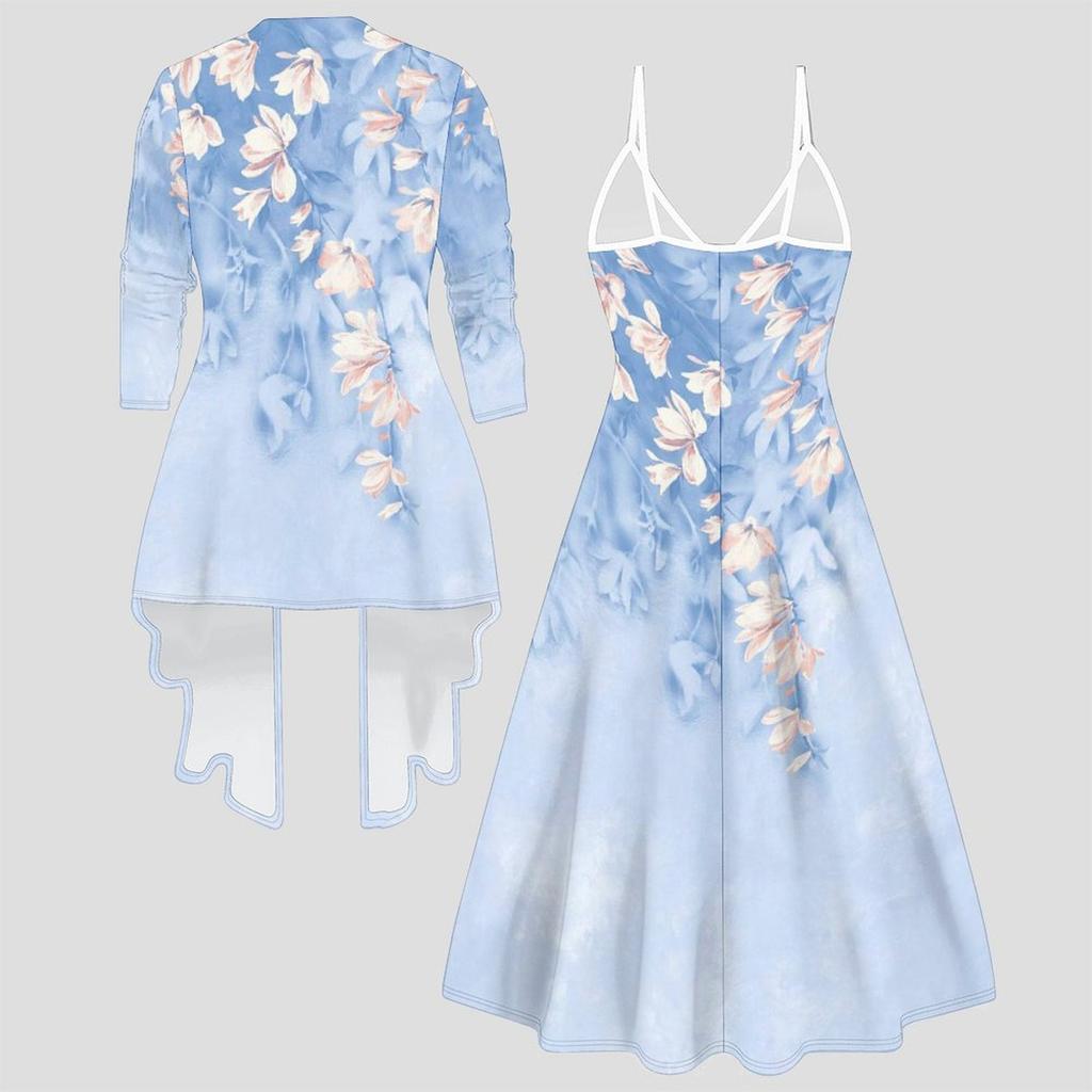 3D Printed Set Dress Coat , Double Color Combination with Simple Design Fashion Print,suitable for Various Scene Fashion Styles