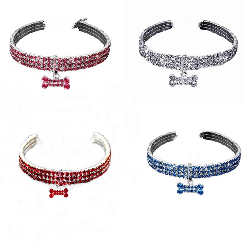 Bling Rhinestone Hundehalsband & Leine Set – Strass-Verziert, Verstellbar, Für Hunde & Katzen, Größe L Schwarz