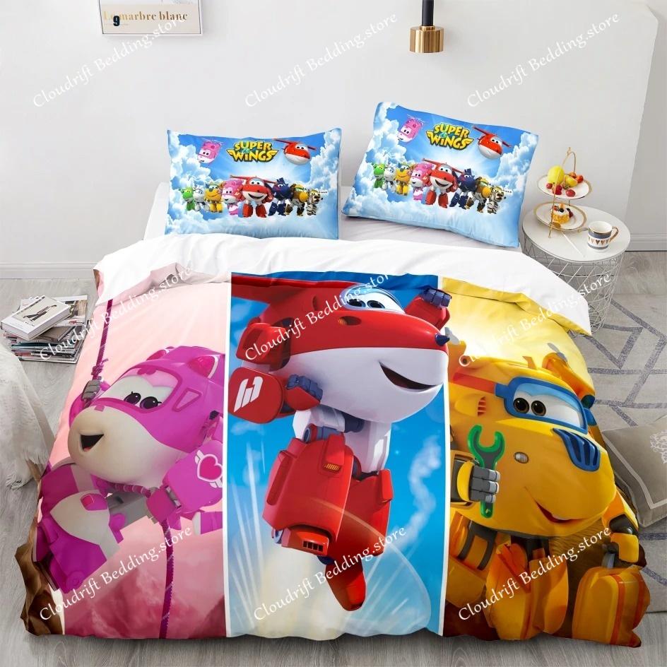 Super Wings Bedding Set Bedspread Single Twin Full Queen King Size Game Super Wings Bed Set Children's Kid Bedroom Duvetcover
