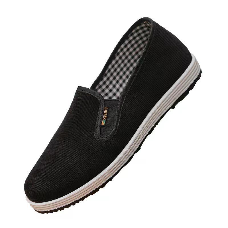 Alte Pekinger Stoffschuhe Herren- und Damen-Cord atmungsaktiv lässig rutschfest verschleißfest Walking Flachsohle Slipper Weichsohle Arbeitsschuhe