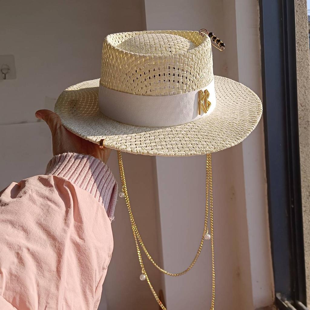 Hepburn Hat Sun Hats Shiny Straw Hat European American Braided Female Sunshade Beach Hat Sombrero