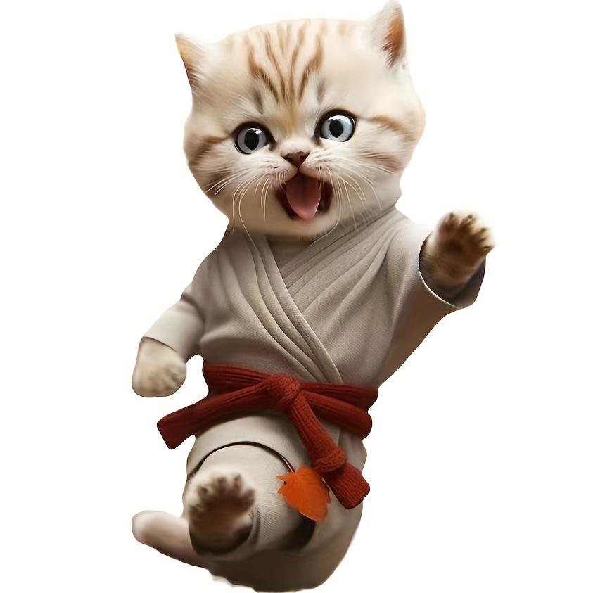 New Christmas Creative Kung Fu Cat Ornaments, Holiday Home Decor Acrylic Flat Pendant For Car Hanging, Christmas Tree Decoration