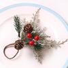 Alloy Durable Christmas Party Table Decoration Napkin Ring with Pinecone Design