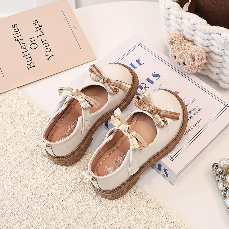 

Girls Princess Checkered Bow Loafers for Spring and Autumn Casual Comfort Shoes Size 26