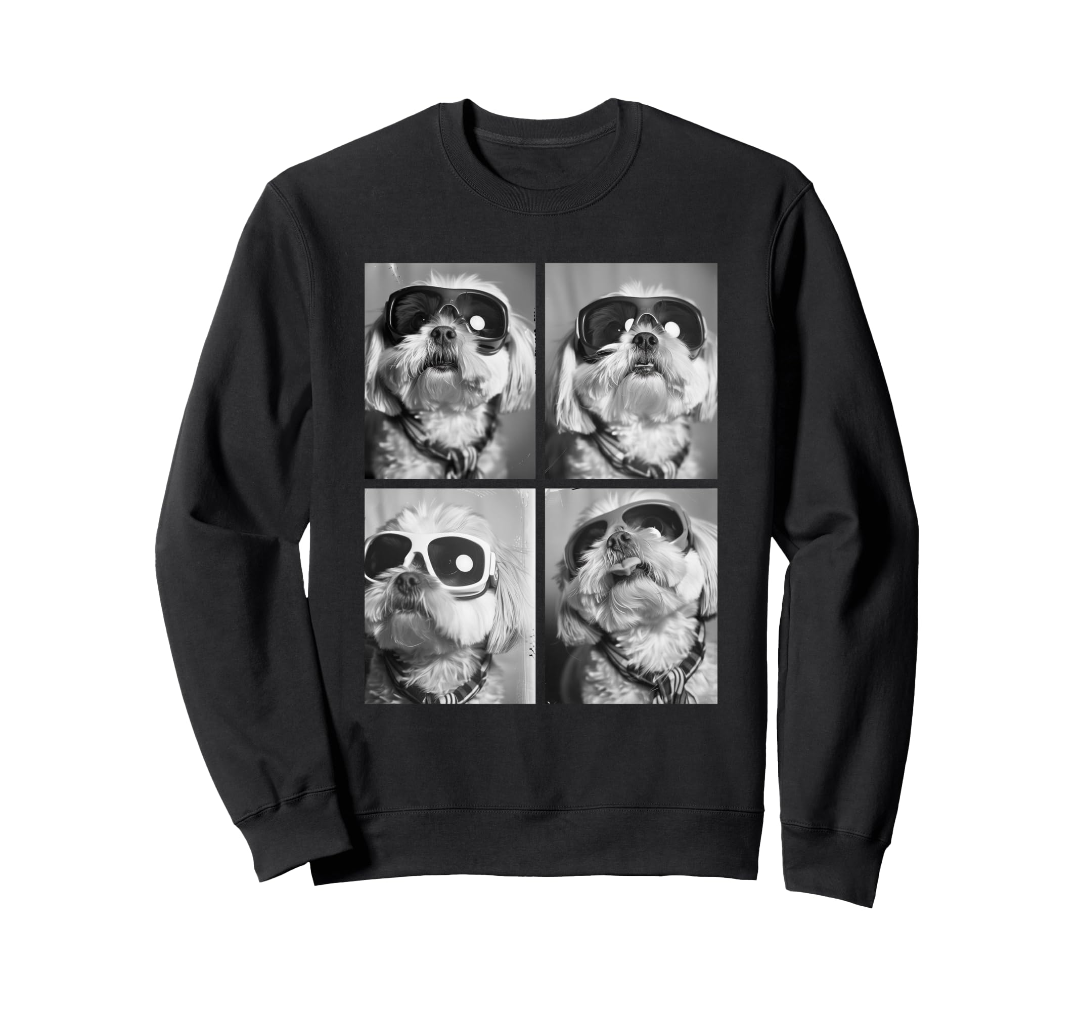 

Cute Maltese Snow Goggles and Funny Winter Dog Sweatshirt Scarf, чорний