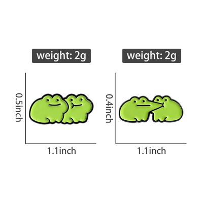 Adorable Frogs Lover Enamel Pins Cartoon Froggy Kiss Brooches Lapel Badges Kawaii Animal Jewelry Gift for Friends