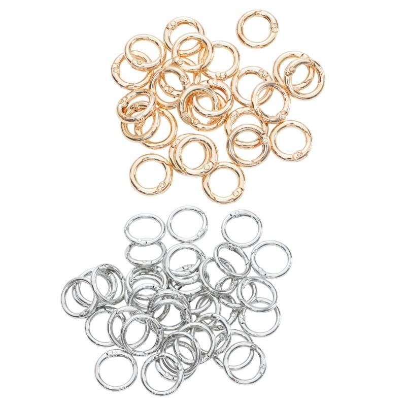 Electroplated Metal Spring Gate Rings with Round Shape for Bag Project, Key Attachments, Sewing Supplies, and Craft 50PCS
