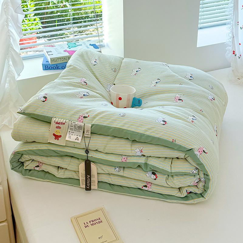 Class A Double-layer Gauze Washed Cotton Quilt - Thickened and Warm for Winter and Spring (3-4 lbs) Single Quilt Core