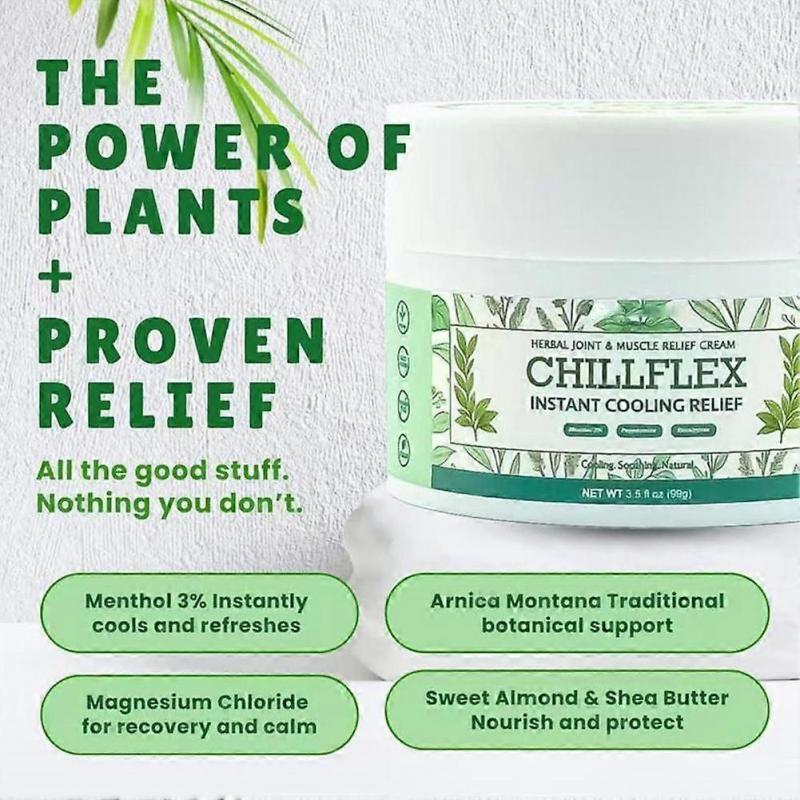 CHILLFLEX Herbal Joint and Muscle Relief Cream: Fast-Acting Cooling Menthol Gel