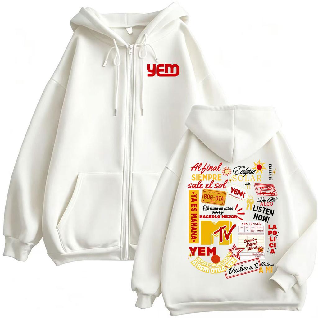 Morat Ya Es Manana Yem Baskılı Fermuarlı Kapüşonlu Sweatshirt Erkek Kadın Günlük Polar Fermuarlı Üst Sweatshirt Ceket Mont