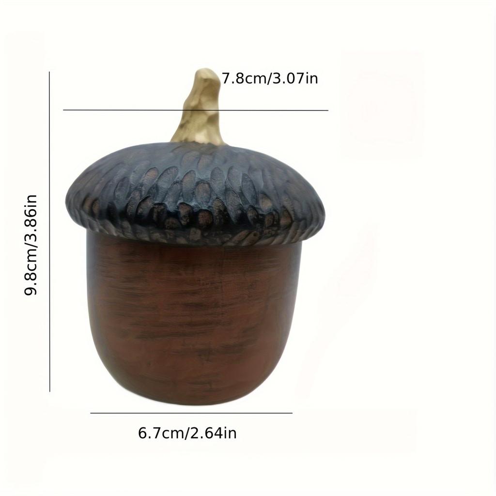 1 Stück Vintage Eichel Vorratsglas Handgefertigte Harzskulptur mit strukturierter holzähnlicher Oberfläche, Perfekt für die Aufbewahrung kleiner Gegenstände, Innen- oder Außenbereich