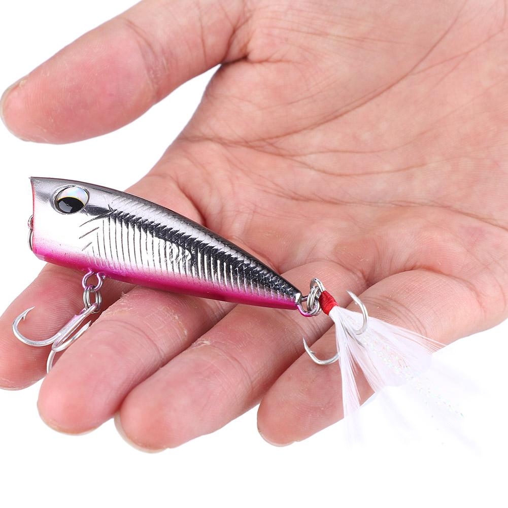 Artificial Fishing Hard Bait Treble Hook Floating Popper Fishing Lures Accessory (Silver+black)