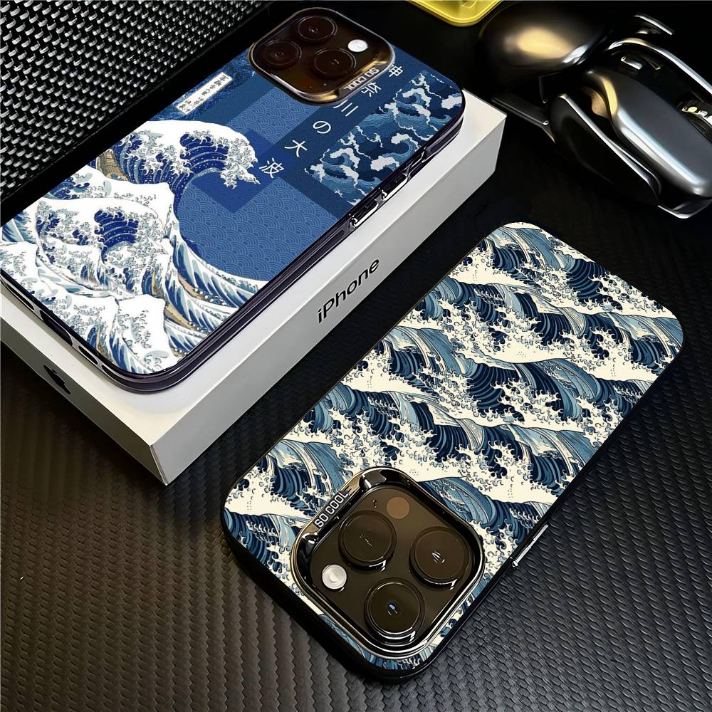 Japanese Waves Phone Case For IPhone 17 16 15 14 13 12 11 Pro MAX Matte Shockproof Back Anti Fall Matte Cover