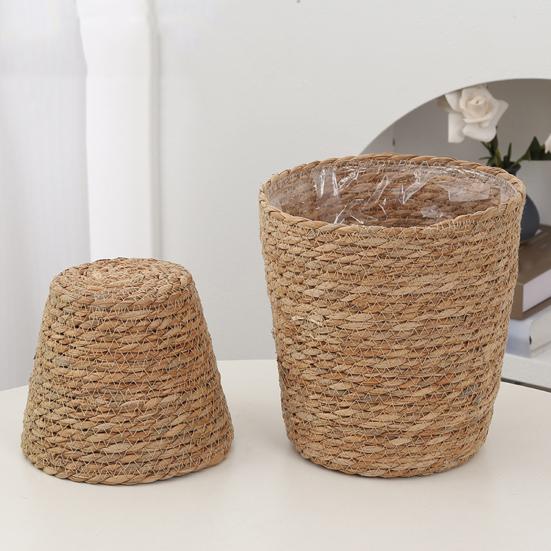 Flowerpot Leak-Proof Mess-Free Hand-Woven Plant Pot Wet Soil Resistant Planter Multipurpose Garden Storage Basket
