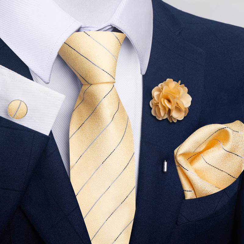 Men'S Tie Suit Pocket Towel Suit 8Cm Polyester Jacquard Business Dress Tie Men