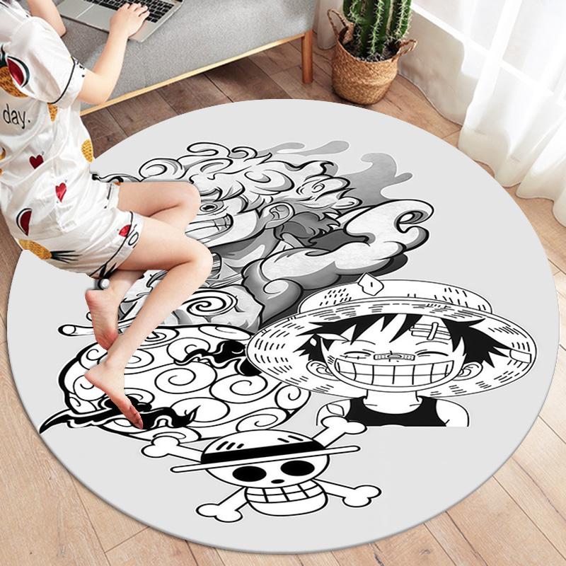 Luffy D Round Area Rug Carpet Rug For Living Room Bedroom Sofa Playroom Decor Nonslip Floor Mat