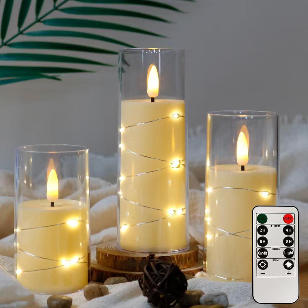 LED Electronic Candle Light Strip with Transparent Lampshade for Bar, Restaurant, KTV, Party, and Outdoor Camping Decor.