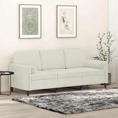 Vidaxl 3-Seater Sofa With Cushions, Cream, 180 Cm, Velvet