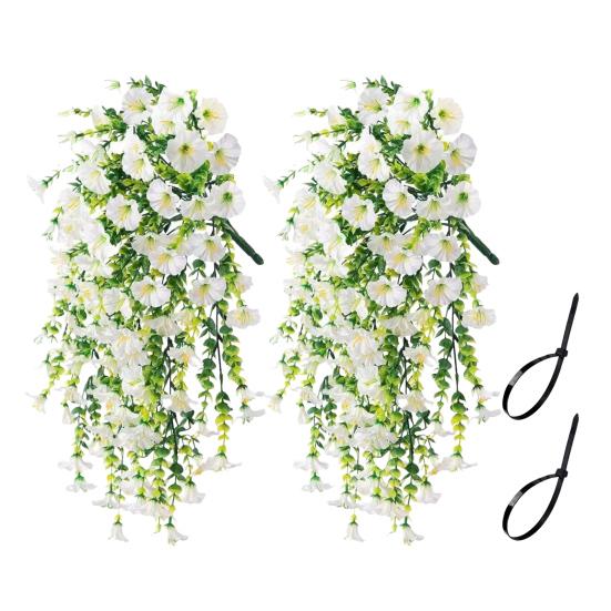 1/2Pcs Hanging Artificial Morning Glory UV Resistant Fake Flower Wedding Party Indoor Outdoor Garden Wall Hanging Faux Flower Decoration