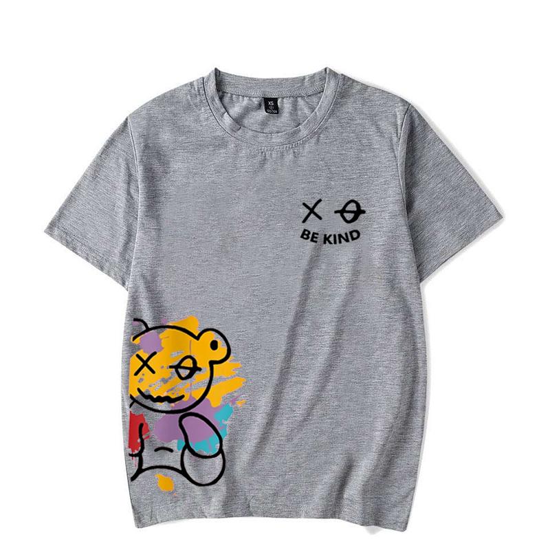 Men's Women's Summer Loose Size BE KIND Letter Cartoon Print Casual Comfortable Round Neck Short Sleeved T-shirt Top