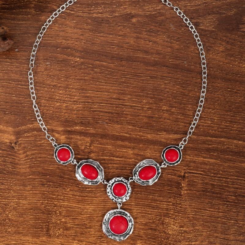 BLINGBAY Damen Anhänger Halskette Böhmisch Retro Ethnisch Türkis Halskette Geometrische Anhänger Halskette Mädchen Geburtstagsgeschenk