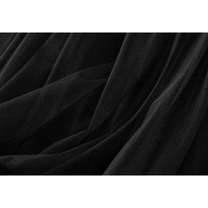 Sentido del Diseño Oscilante de Falda Bustier de Tul Nueva Falda Delgada de Cintura Alta Esponjosa Sentido Drapeado de Temperamento Falda Bustier