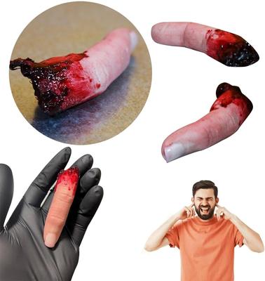 Horror-Streich mit blutigem Finger oder Requisite: blutiger abgetrennter Finger, ideale Requisiten für Halloween