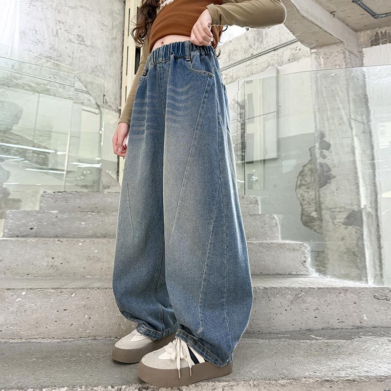 

Девичьи джинсы-палаццо на весну/осень 2025 - Модный и универсальный деним для детей 170 cm