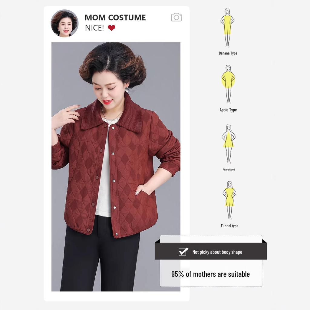 Mom's Stylish Lightweight Jacket for Middle-aged & Elderly Women - Spring & Autumn Casual Short Outerwear