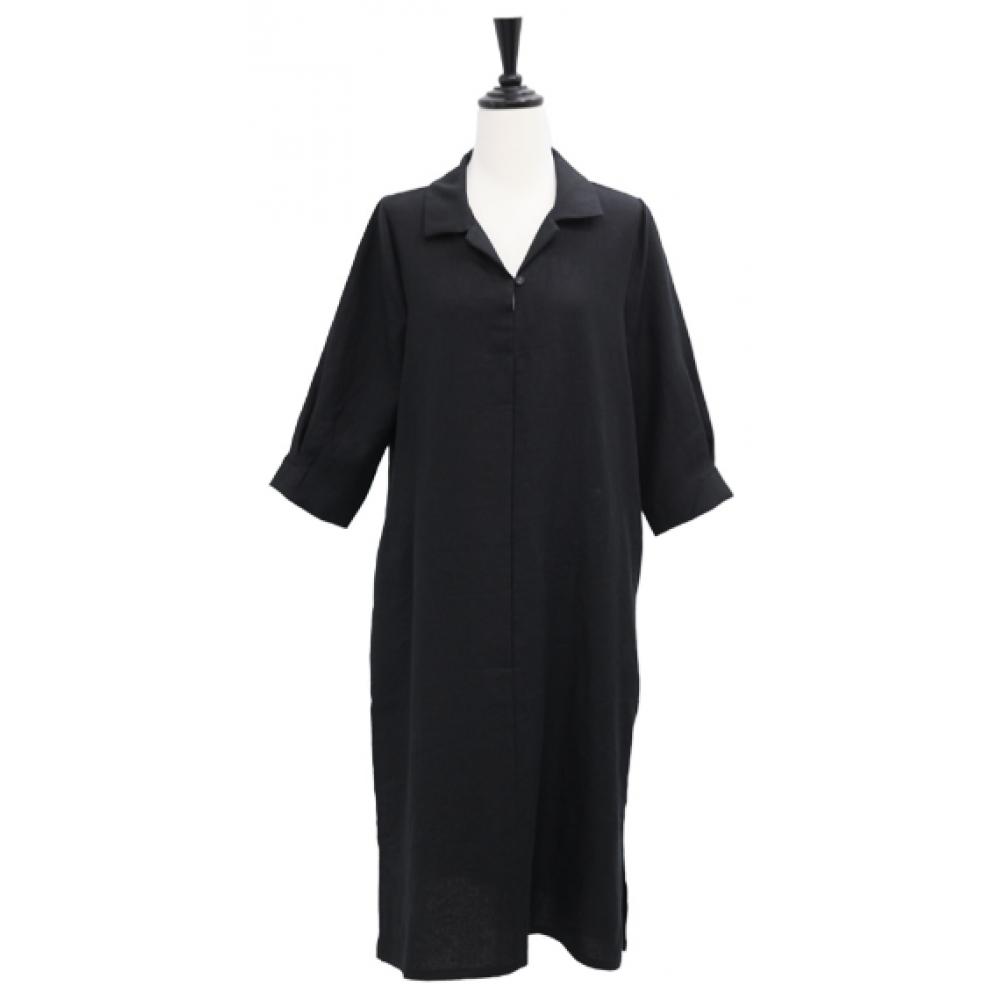 Shiz Madam Women S Bio waShing Linen Collar dreSS N2722