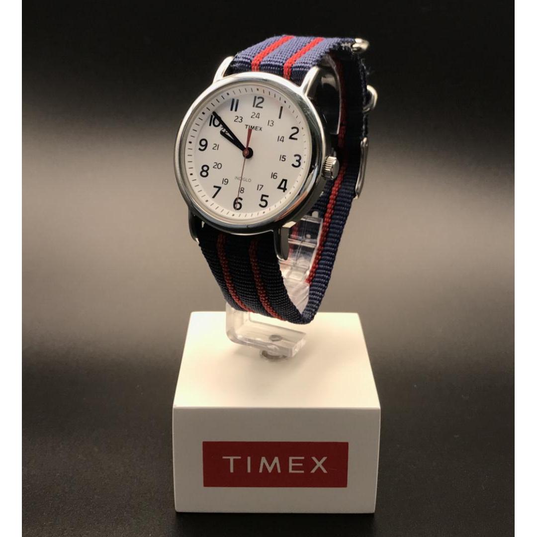 [Good condition] Timex Weekender white dial, new belt, new battery, polished, working
