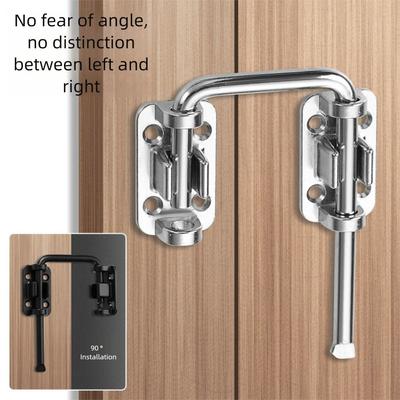 Hardware Stainless Steel Door Latch Lock Thickened Non Perforated Anti-theft Buckle 90/180 Degree Safety Door Buckle Drawer