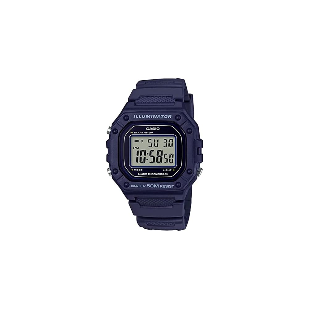 Casio Standard Digital W-218H-2A Navy Watch Unisex Water Resistant Lightweight
