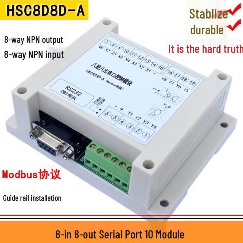 8x8 MODBUS Expansion Module with Transistor Output for Serial IO Control In Industrial Applications