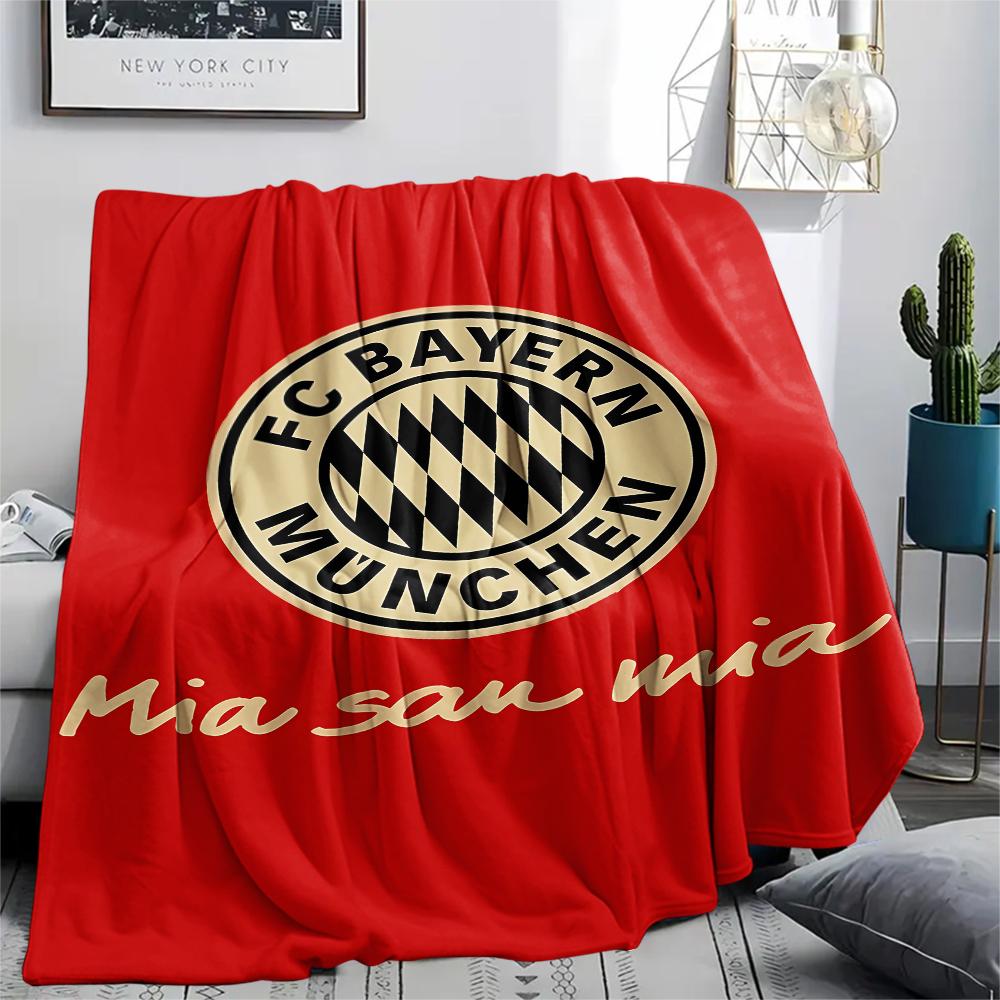 1 szt. Koc flanelowy z nadrukiem FC Bayern Monachium, Wysoka jakość, Na wszystkie pory roku, Wystrój domu, Ciepło i komfort, Idealny na prezenty świąteczne